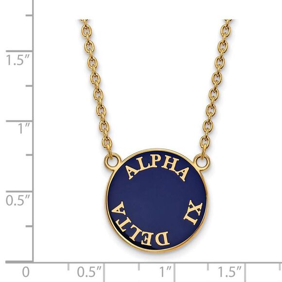 14K Plated Silver Alpha Xi Delta Large Round Enamel Necklace - Picture 2 of 4